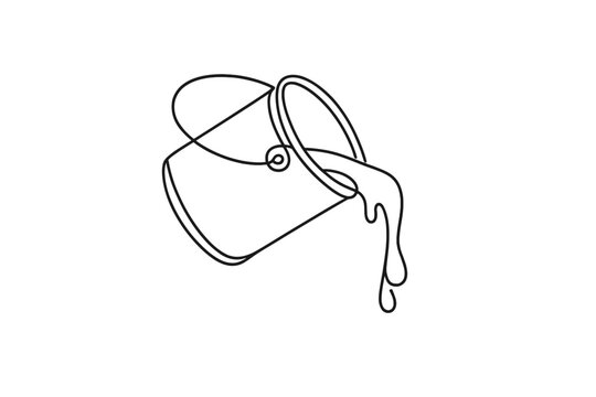 Minimalist outline of paint can pouring liquid