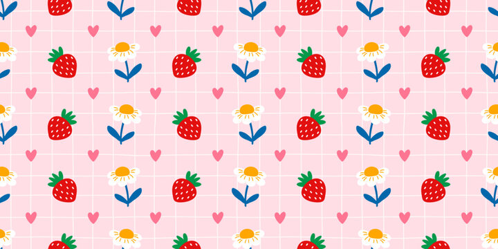 Cute kawaii spring with seamless bow quilt for floral patchwork flower. Pattern vintage girly with print texture cottagecore for collage berry kid. Blue fruit cute with summer seamless stationery.