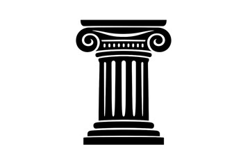 Fototapeta premium Classic greek ionic column design with scrolls and flutes on white background