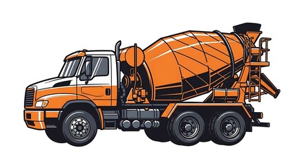 Fototapeta premium Large orange cement mixer truck.