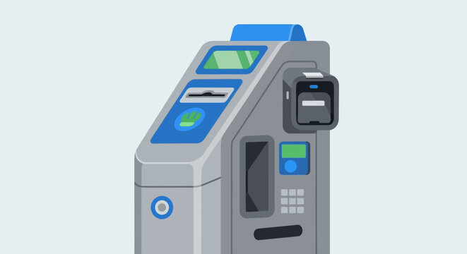 Flat Vector Illustration of an Automated Parking Payment Kiosk