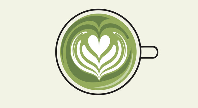 Matcha Green Tea Latte with Heart Latte Art