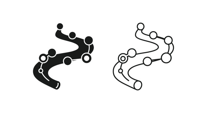 a black and white illustration of a human brain with connected dots Vector