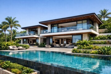 Fototapeta premium Luxury Tropical Villa with Infinity Pool