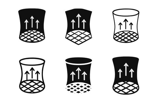 Indoor Skydiving Icons. Indoor skydiving in specialized wind tunnels. Icon set. Set Logo of Indoor skydiving in specialized wind tunnels: mesh net floor with