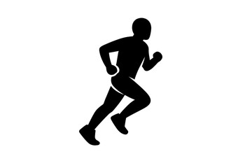 Obraz premium Silhouette of a male runner in motion on white background