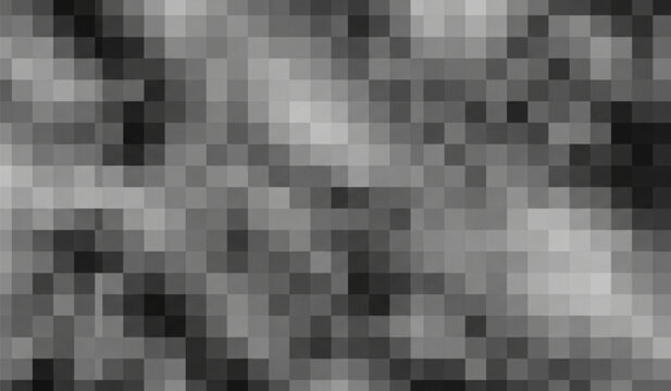 Abstract grayscale mosaic of random pixelated squares for background