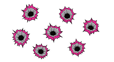 Stylized Comic Bullet Holes on White Background for Action and Street Art Graphic Design Concepts © charlotte