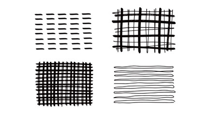 Fototapeta premium Set of Hand Drawn Ink Textures and Hatching Patterns on White Background for Minimalist Graphic Design