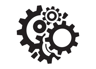 Fototapeta premium mechanism gears logo silhouette vector, mechanical cogs logo silhouette vector illustration, mechanical engineering gear logo, settings and configuration gears logo silhouette design 