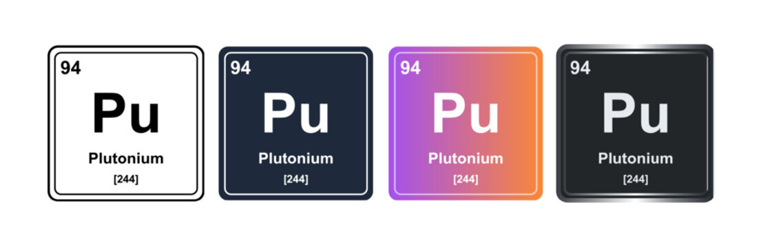 Plutonium Pu 94 Periodic Table Element Tile. Vector Illustration, Minimalist Design, Isolated on Background, UI Icon Style, Modern Chemistry Graphics.