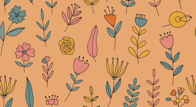 Charming botanical design inspired by countryside wildflowers gently swaying in soft breeze