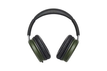 Fototapeta premium Stylish over-ear headphones featuring an olive green finish and comfortable black leatherette earcups ideal for music listening
