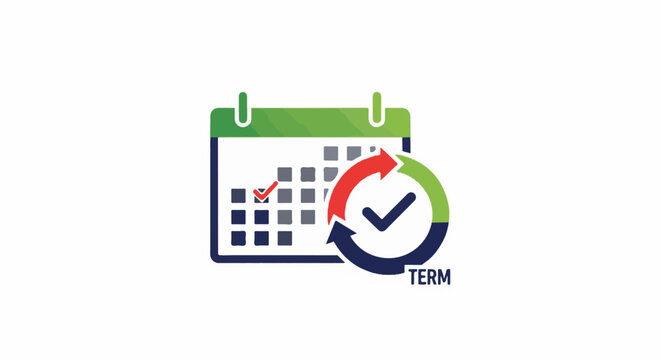 Icon of a calendar with a checkmark, circular arrows, and the word "TERM