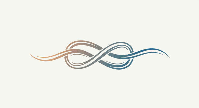 Elegant infinity knot with gradient color flowing lines on a light background