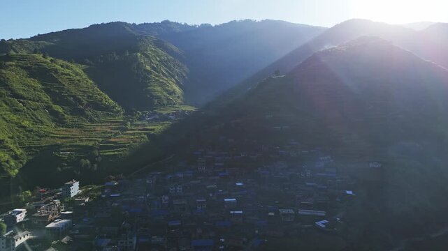 Thawang, Rolpa, Nepal known as a key site during the Maoist civil war and the location of a 2002 Royal Nepali Army massacre. Aerial footage shows the village landscape.