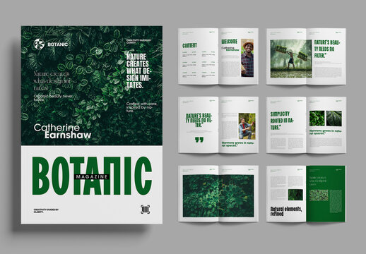 Botanic Magazine Layout Template with Editorial Design