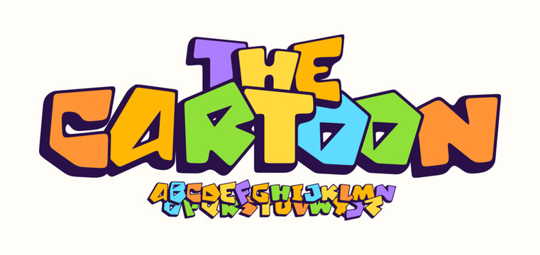 Cartoon Crunch Color Font Kid Logo Alphabet Funny Typography Childish Bold Letter Set, Creative Typographic Design for Carnival Music Fest Poster Headline. Kid Comic Book Fonts. Vector Typeface