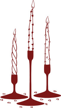 Elegant candles with hearts