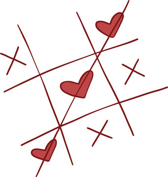 Tic tac toe game with hearts