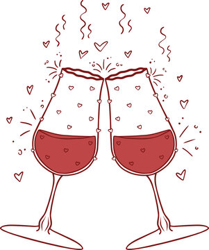 Cute champagnes with hearts