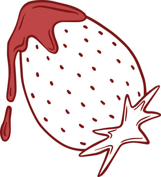 Line art strawberry with chocolate