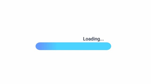Animated loading progress bar with blue gradient and transparent background, representing waiting process. Perfect for UI overlays, apps, and digital interfaces.
