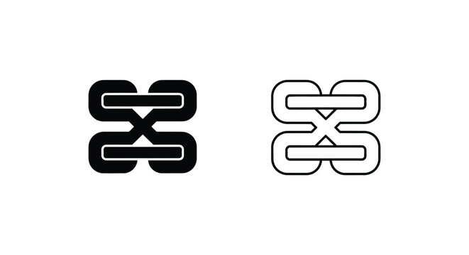 a black and white chain link logo on a white background Vector