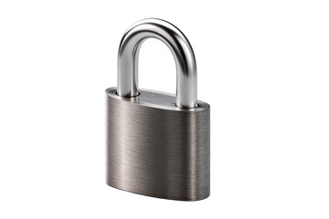 Fototapeta premium A close-up of a silver metal padlock with a smooth, brushed texture. This image is suitable for security and protection concept illustrations.