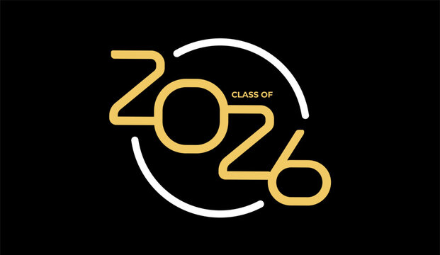 Minimal 2026 graduation logo, modern class celebration badge. School banner, senior invite, alumni merch, academy branding, social post. Vector illustration