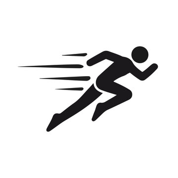People running speed vector icon with motion lines for fast movement and sport activity isolated on white background