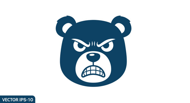 Angry Bear Face Vector Icon - Aggressive Animal Emblem