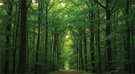 Fototapeta premium Lush Green Forest Path Vector Illustration isolated PNG with Transparent Background
