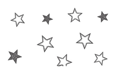 Fototapeta premium Scattered hand drawn grey stars white