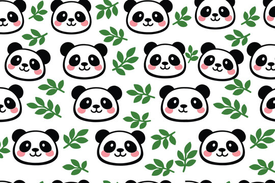panda pattern, cute panda vector, seamless animal background, baby panda design, bamboo leaves pattern, cartoon panda illustration, kids nursery pattern, adorable panda wallpaper, kawaii animal patter