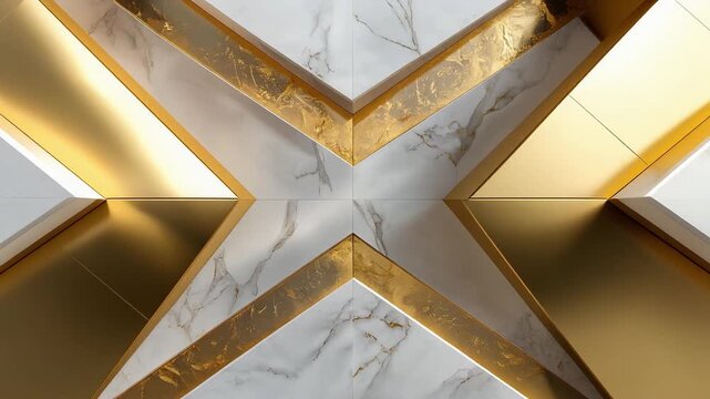 Layered white and gold geometric cross pattern creating refined abstract luxury background wallpaper