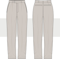 Mens casual and corporate wear bottoms and pants fashion technical drawing, illustration. Front and back view, Trousers flat sketch, vector. Cad, Mockup.   © gulsenbozkurt