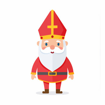 Cartoon illustration of Saint Nicholas, bishop with mitre and beard