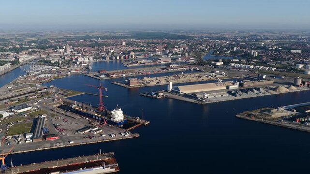 Aerial  View Oil Refinery Dunkirk France Energy Infrastructure Carbon Emissions Global Warming Climate Change Pollution