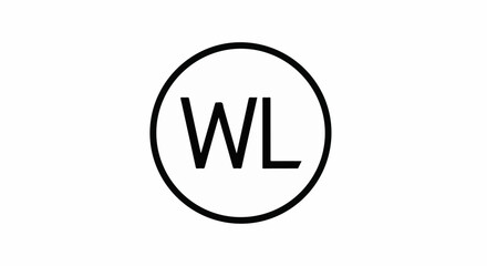 Obraz premium A simple black circle contains the letters WL