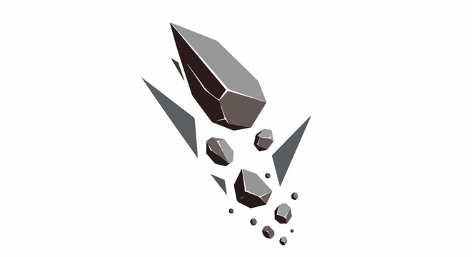 Abstract illustration of falling geometric grey rocks and shards
