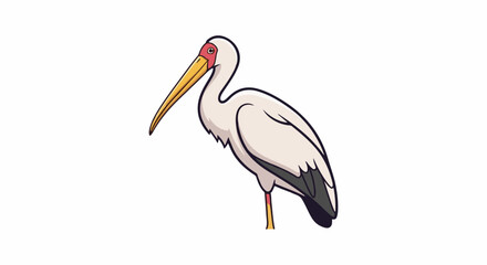 Obraz premium Stylized cartoon stork with yellow beak and red face details
