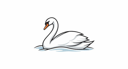 Fototapeta premium Elegant white swan gracefully glides on calm blue water