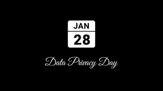 Animated Calendar Icon January 28th Date Data Privacy Day White Isolated On Black Background