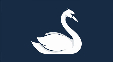 Fototapeta premium Minimalist white swan silhouette on a dark blue background