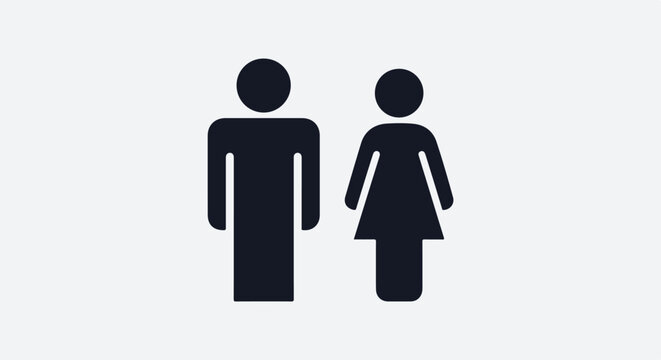 Silhouettes of male and female figures on a white background