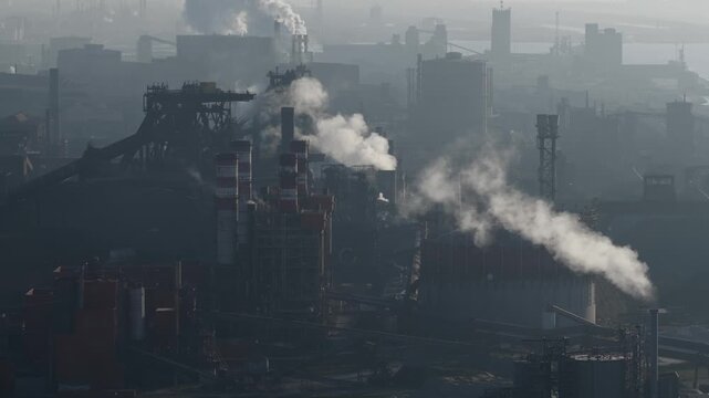 Aerial  View Oil Refinery Dunkirk France Energy Infrastructure Carbon Emissions Global Warming Climate Change Pollution
