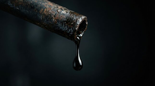 Oil Drop About to Fall Symbolizing Resource Depletion