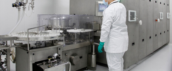 Naklejka premium The production line of the medicine.