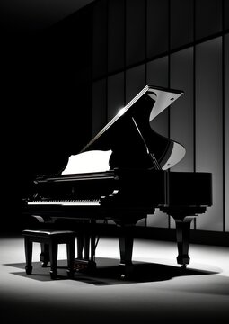 A piano keyboard black white.